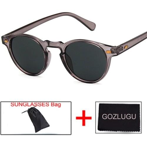 GOZLUGU Selling Fashion Round Lens Transparent Frame Sunglasses Gregory Peck Brand Designer Mens and Womens Sunglasses