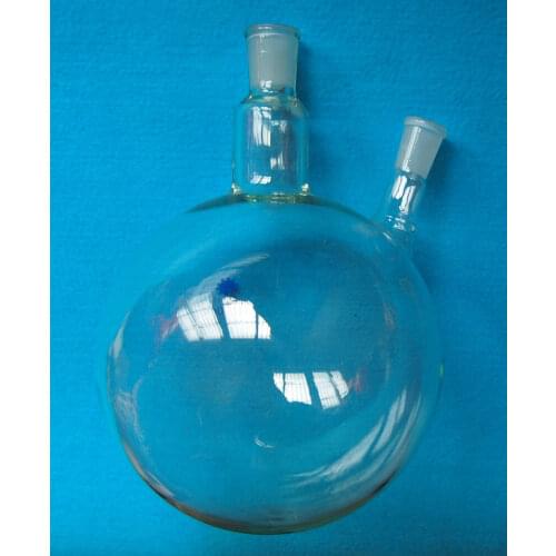 5000ml,24/40,2-Neck,Round Bottom Glass Flask,5L,Twins Neck,Lab Chemistry Bottle