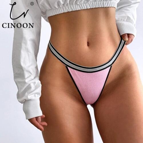 CINNON Sexy Womens Panties G-string Thong Cotton Underwear Sexy Panties Female Underpants Solid Color Pantys Intimates Lingerie