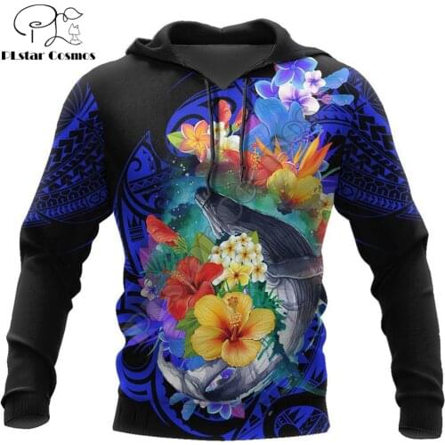 Amazing Kanaka Maoli Humpback Whale with Tropical Flowers 3D Printed Unisex Zip Pullover Casual Harajuku Streetwear DW0408