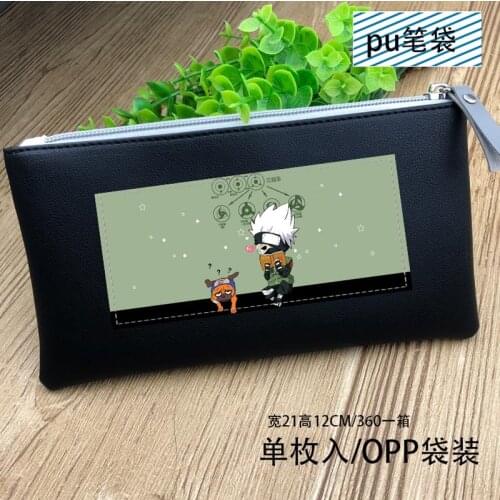 Naruto Anime PU Leather Pencil Bag Hatake Kakashi Long Wallet for School Stationery Supplies