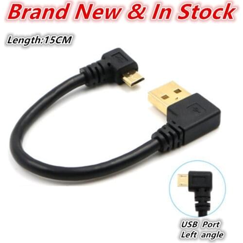 High quality gold plated plug 15cm short 90 degree Left angle USB A male to Micro USB Male Right angle data power cable 1M