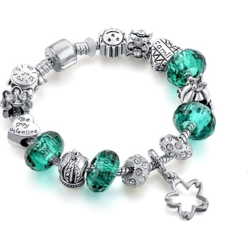 YADA INS Silver color flower&Alarm clock Bracelets&Bangles For Women Simple Bracelets Charm Crystal Jewelry Bracelet BT200171