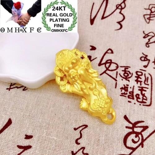 OMHXFC Jewelry Wholesale YM183 European Fashion Fine Woman Man Party Birthday Wedding Gift Fortune PIXIU 24KT Gold Pendant Charm