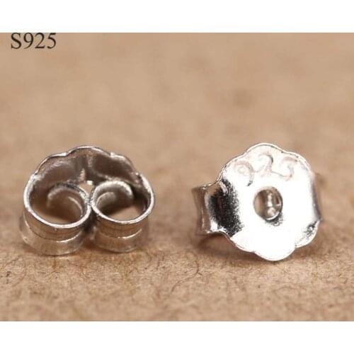 Genuine Real 100% Pure Solid 925 Sterling Silver Earring Backs Safety Stopper Silver Jewelry Accessories DIY Parts Ear Plugging