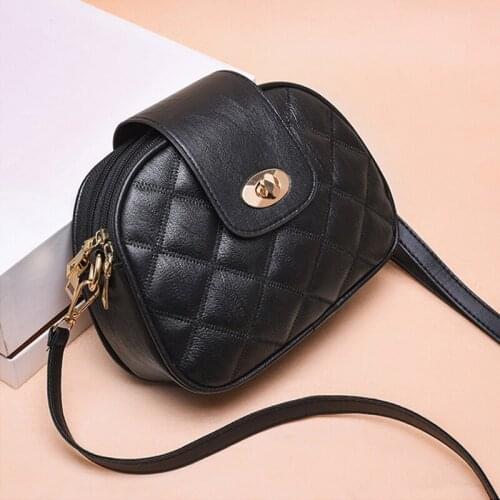 Fashion Small Plaid Women Shoulder Bags Black PU Leather Crossbody Flap Bags Female Mini Phone Purse Handbags