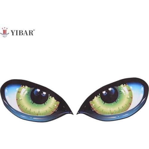 1 Pair Cool 3D Mysterious Cat Eyes Car Sticker Green Evil Window Mirror Decal