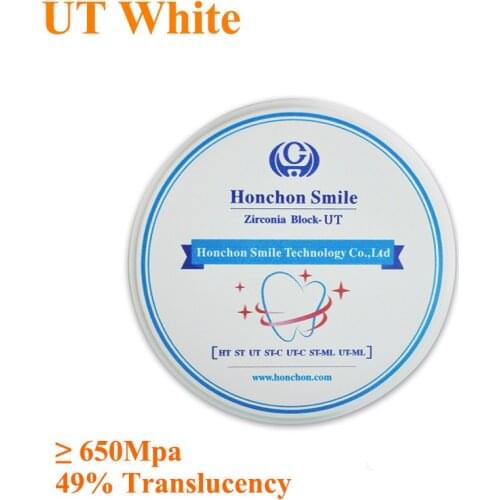 1 Piece UT White Cad Cam 98 Zirconia Blanks Ultra Translucent With Free Shipping