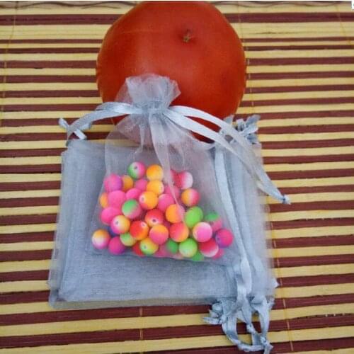 100pcs Silver Grey Organza jewelry bags 10x15cm 11x16cm 13x18cm 15x20cm Wedding organza drawstrings jewelry Gift Packaging Bags