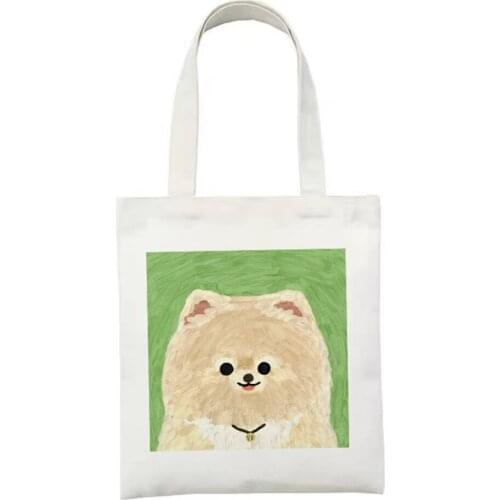 2021 Canvas Bag Animals Picture Print Women Bag New White Fashion Leisure Environment-friendly Shopping Large Capacity Hand Bag