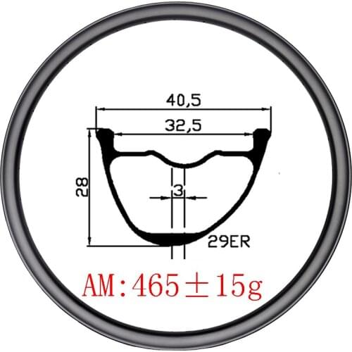 465g 29er MTB Trail AM 40mm x 28mm Hookless Asymmetric carbon rims inner wide 32mm UD 3K 12K matte glossy mountain bike