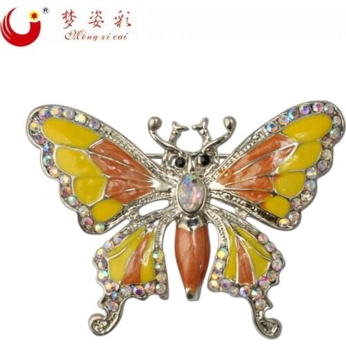 New Yellow Crystal brooch and Pins for women yellow pins broches mujer Alloy Beautifly mariage casamento broche Birthday Gifts