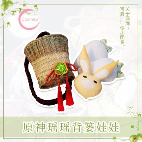 Cosmile Official Genshin Impact Yao Yao Pack Basket Rabbit Plush Cute Doll Cosplay Props