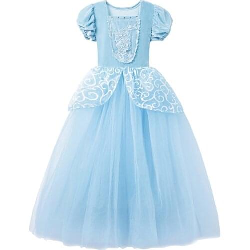 Princess Cendrillon Costume for Girls Fairy Tale The Little Glass Slipper Kids Birthday Party Ball Gown Carnival Dress