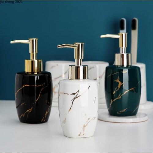 European Style Ceramic Marble Pattern Lotion Bottle Home Bathroom Shower Gel Shampoo Bottle Soap Dispenser Bathroom Accessories