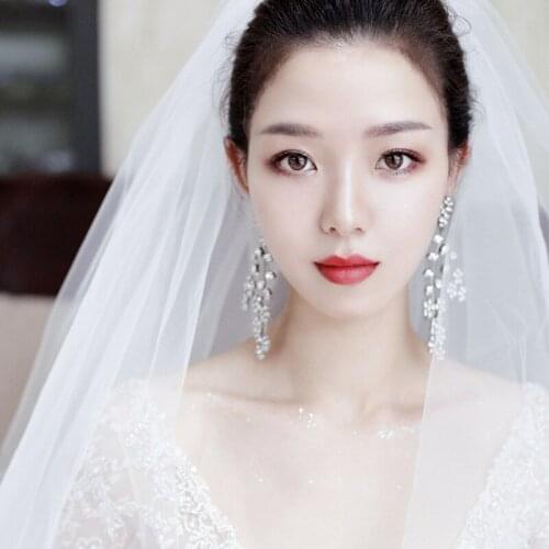 Veil bride main wedding dress white long champagne tail headdress super fairy sen wedding retro photo fluffy