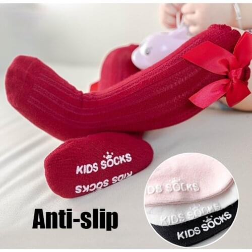 Newborn Children Girl Non-slip Knee High Sock spring autumn cotton Infant Socks Toddlers 1 Pair Long Bow lace Socks cheap stuff