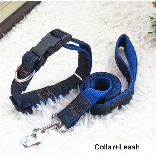 2018 Hot Sales Denim & Nylon Dog Collar/Harness+Leash Sets 120cm Long Leash Harness and Collars Chain Cat rope belt collar dogs