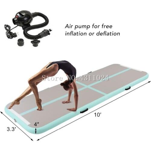 Airtrack Air Track Tumbling Mats for Gymnastics Inflatable GYM Mat Home Edition Air Floor 3.3'x 9.8' x 4"(1x3x0.1M) Come a Pump