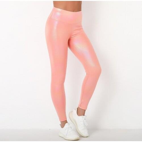 New Stretch Pearlescent Bright Face Sports Leggings Workout Running Breathable Tights Hip Lifting Fitness Yoga Pants For Women