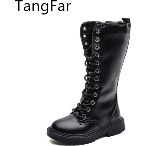 New Korean Lace-up Thick Heel Over Knee High Boots Martin Shoes Knight Boots Leather Side Zip Botas