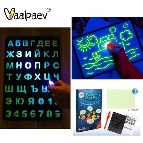 Toddler Educational Learning Language Drawing Tablets Fluorescent Painting Pen Glow Graffiti DIY Board Russian Letter Alphabet
