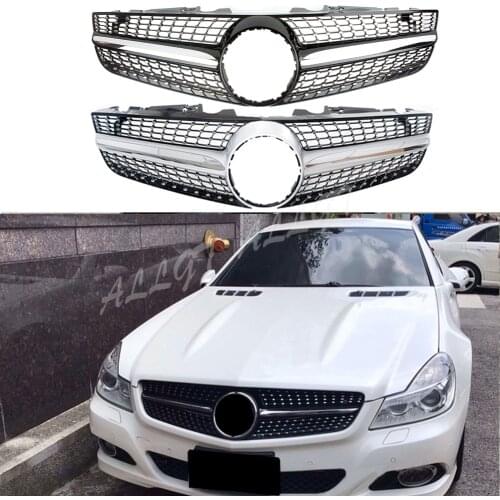 Front Racing Billet Bumper Grille Upper Cover For Mercedes-Benz R230 SL-Class 2008 2009 2010 2011 2012