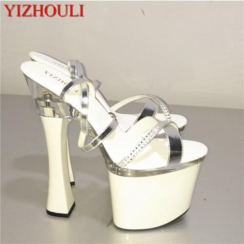 2018 thick heel shoes sexy glitter high-heeled 18cm Dance Shoes Stiletto With Platform