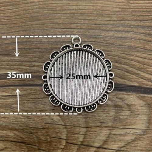 2pcs 25mm Glass Cabochon Alloy Material Cameo Base Setting Jewelry Findings Pendant Bracelet Jewelry Making #0031