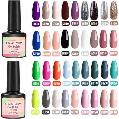 FRANCHESKA Bling 7.5ml Soak Off UV Gel Nail Gel Polish Cosmetics Nail Art Manicure Nails Gel Polish Shellak Nail Varnish TSLM2