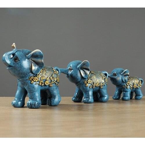 Resin Ornaments Elephant Family of Three Handmade Handmade Bedroom Room Warm Home Decoration New House Housewarming Gift