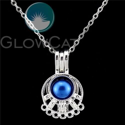 Copper Filigree Design Beads Cage Perfume Diffuser Pearl Cage Locket Necklace Pendants for Oyster K975