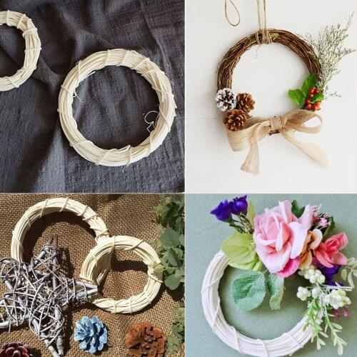 10/15/20/25/30cm Rattan Ring Artificial Flowers Garland Dried Flower Frame For Christmas Home Decor DIY Floral Wedding Wreaths