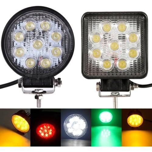2pcs 4Inch 27W Led Work Light Spot Flood Near Far Working Lamp White Yellow Green Blue Red Driving Bulb for Tractor Boat Offroad
