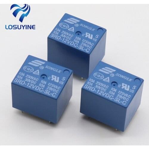 5pcs SRD-12VDC-SL-C 12VDC 10A 250V AC Power relay PCB Type T73-12V 5 feet SRD-12VDC-SL-C 10A 125V AC New original Free shipping