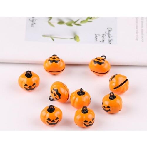 6pcs diy Jewelry accessories handmade materials Halloween pumpkin bells keychain bag ornaments