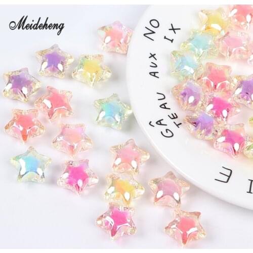 Acrylic Charms Star Rainbow Colorful Beads in Beads For Jewelry Making Handmade Hair Ring Gifts Kids Toys Meideheng