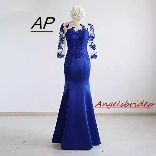 ANGELSBRIDEP Half Sleeves Vestidos De Fiesta Largos Elegantes De Gala 2021 Charming Appliques Mermaid Evening Dress Custom Made