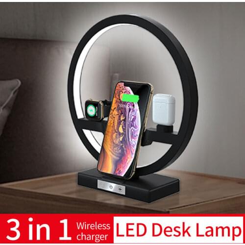 Qi Fast Wireless Charger Dock Station for iPhone 12 11 Pro Max Apple Watch 1 2 3 4 5 Airpods Pro Charging Dock Holder LED Lamp