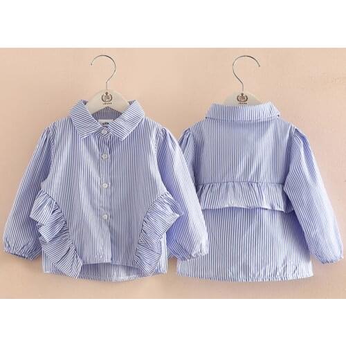 Blouse For Girls 2020 Spring Autumn 2-9 10 Years Children Lolita Style Long Sleeve Kids Baby Girl Striped Ruffle Blouses Shirts