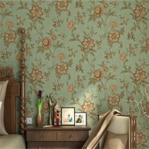 Beibehang Advanced paper American country retro vintage pastoral flowers non-woven wallpaper warm wedding room papel de parede