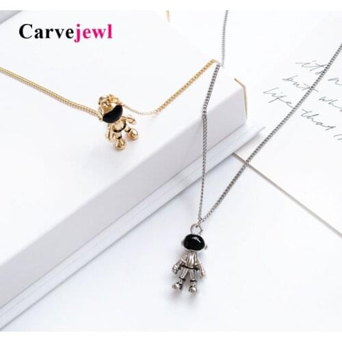 Carvejewl New Fashion Korea Design Astronaut Robot Pendant Necklace Personality Universe enamel Spaceman necklace girls Jewelry