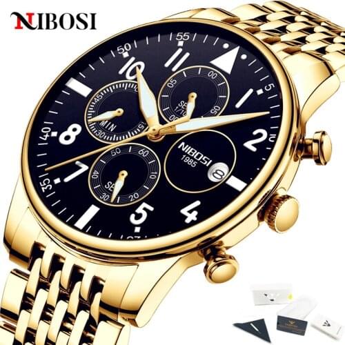 2021 NIBOSI Mens Watches Waterproof Quartz Business Male Clock Top Brand Luxury Casual Chronograph Men Watch Relogio Masculino