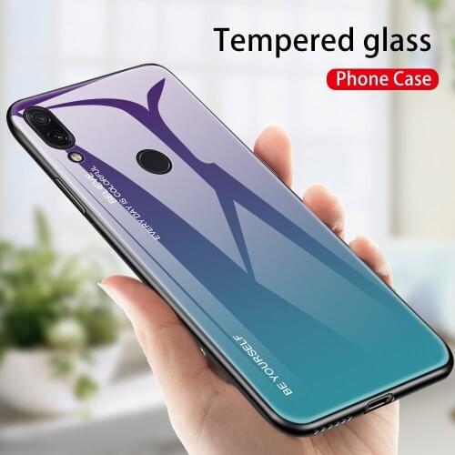For Xiaomi Redmi 7 Case Hard Tempered Glass Fashion Gradient Protective Back Cover case For xiaomi redmi7 full cover phone shell