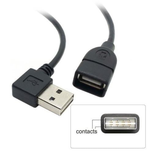 Chenyang USB 2.0 Male to Female Extension Cable 100cm Reversible Left & Right Angled 90D