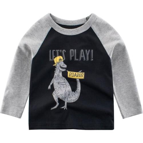 Kids Boys T-shirts Baby Long Sleeve Tops Children New Autumn Solid Cotton Sweatshirt 2-6 Years Cartoon Pattern Little Dinosaur