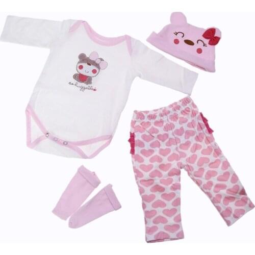 22-23 Inch Simulation Rebirth Baby Romper 4 Piece Set of Doll Clothing Fashionable Skin-friendly and Comfortable Baby Clothes