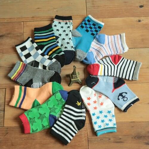 1-3 years baby cotton socks, thin stripes, stars cotton children Non-slip rubber point socks autumn and winter w020