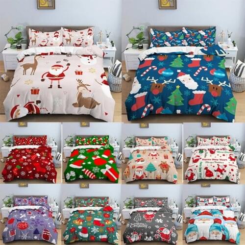 Merry Christmas Bedding Set Soft Duvet Cover Set Pillowcase Quilt Cover Bedclothes Queen King Bedding Christmas Tree Pattern