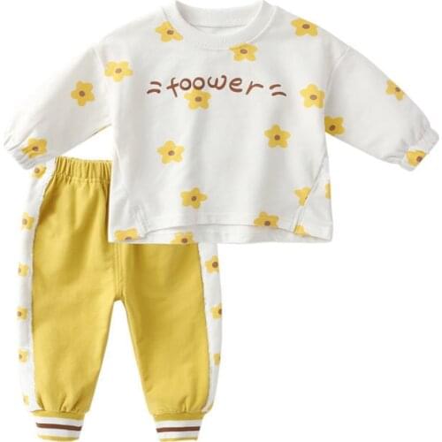 Newborn Baby Girls Floral Clothes Sets Fashion Casual Sports Suit Clothing Sets T-shirt Pants Suit Baby Girls Outside Wear Suits
